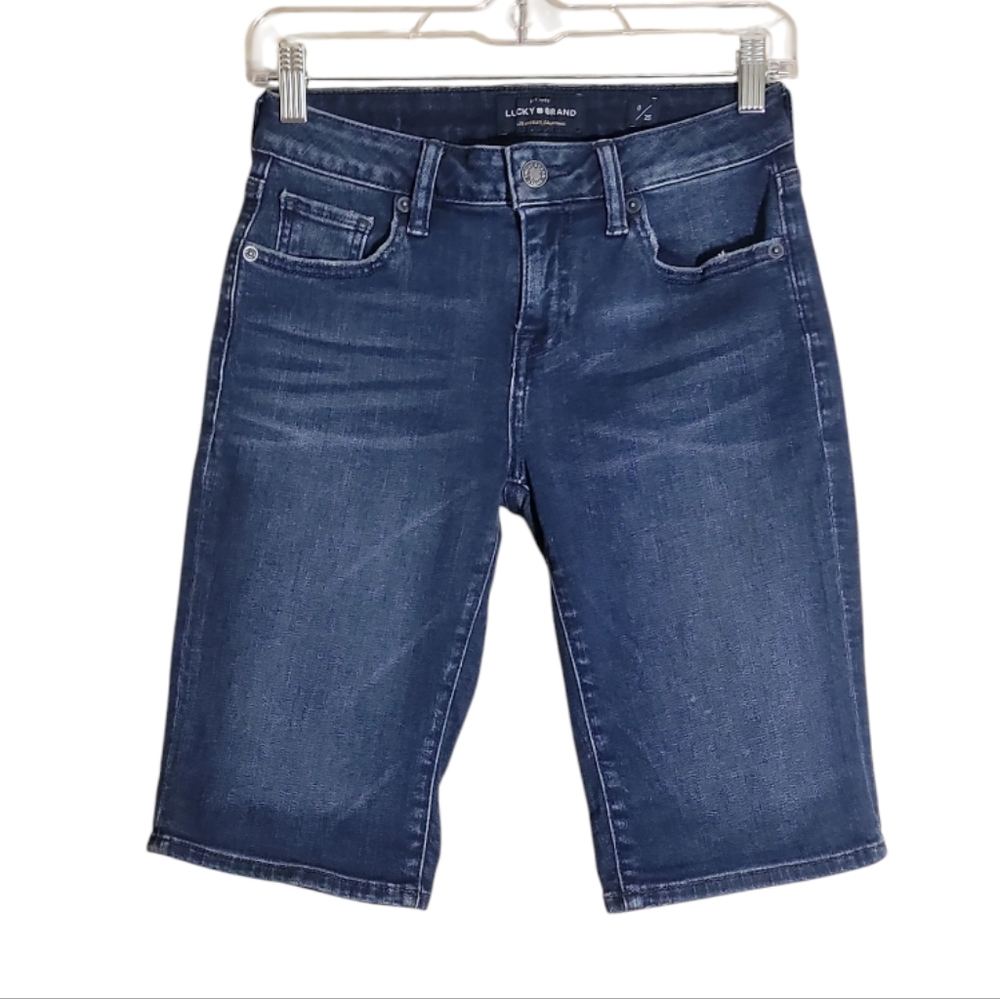 Lucky Brand women's the bermuda low rise denim jean shorts size 0 dlue
